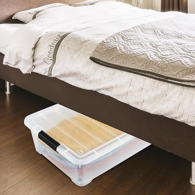 25 L Plastic Sturdy Rolling Under Bed Storage Container Bins, 4 Packs - Image 3