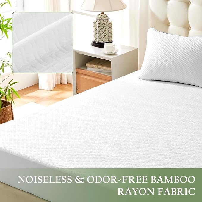 100% Waterproof Queen Mattress Protector, Breathable Bamboo Rayon Mattress Cover - Image 7