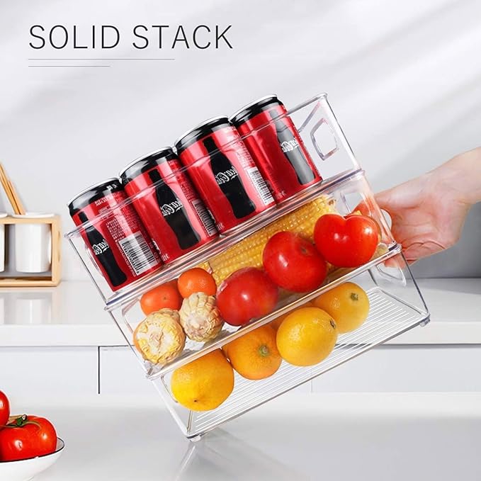 6 Pack Refrigerator Organizer Bins, 3 Sizes Clear Pantry Storage - Image 7
