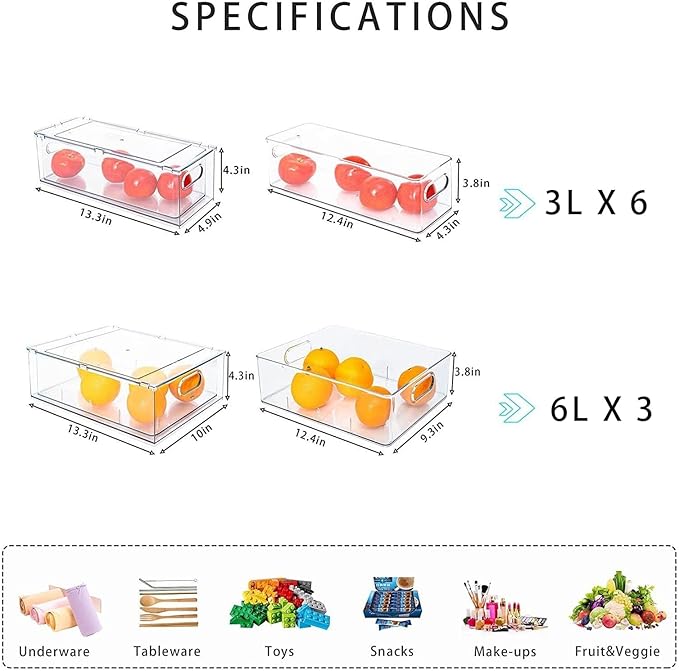 MineSign 9 Pack Stackable Refrigerator Organizer Bins Pull-Out Drawers - Image 3