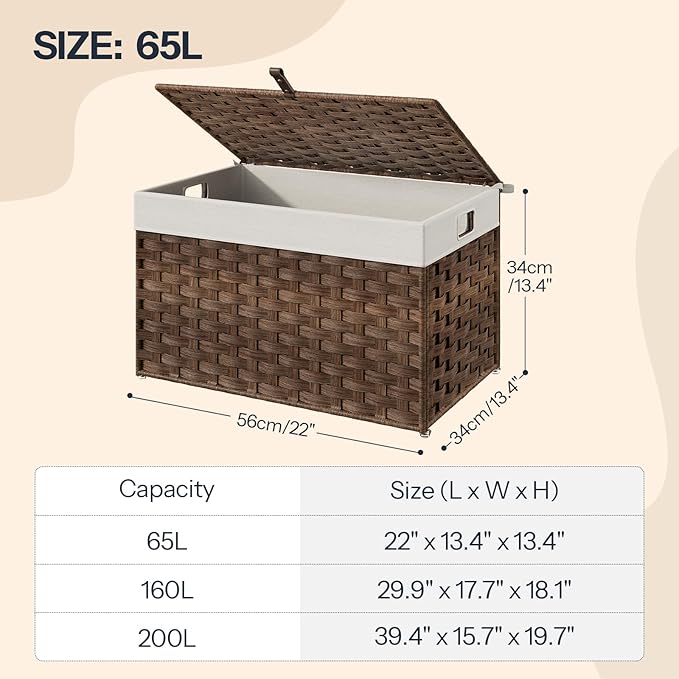 HOOBRO Storage Basket with Lid, 17.2 Gallon Wicker Basket, Handwoven Blanket - Image 3