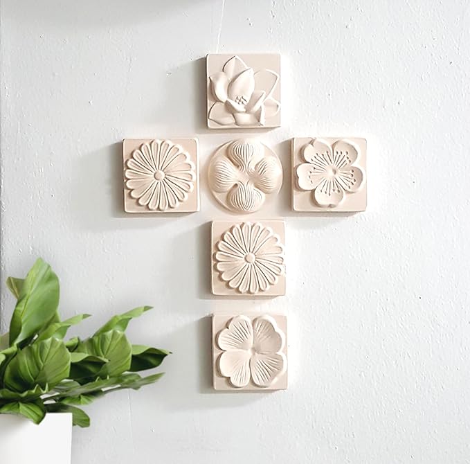 Stone Diffuser-Korean flowers 4 Square tiles, One Set-Odor Eliminator, Air - Image 3