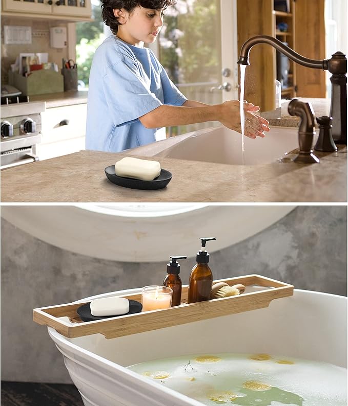 Luxspire Soap Dish, Resin Soap Tray Soap Holder Container Box, Marble Pattern - Image 5