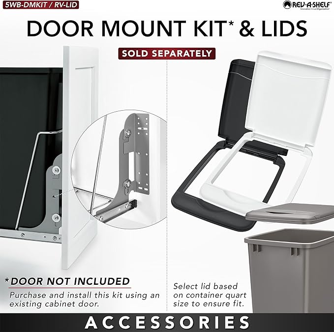 Rev-A-Shelf Pullout Trash Can for Kitchen Cabinets 35 Qt Garbage Waste - Image 6