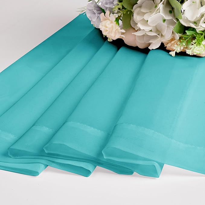 Chyhomenyc Turquoise Sheer Curtains 36 inch Length 2 Panels, Light Filtering - Image 6