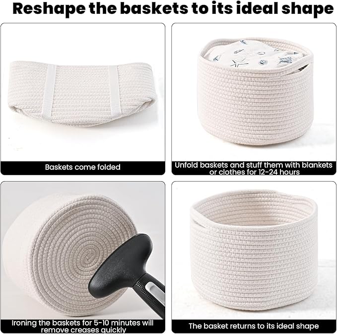 Small Storage Baskets for Organizing, Organizer Baskets for Shelves, Woven - Image 7