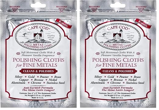 Cape Cod Polish Co Metal Polishing Cloths Foil Pouch 0.53oz, Stainless Steel by CAPECOD