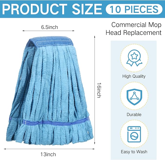 Lallisa 10 Pcs Commercial Mop Head Replacement Tube Microfiber Mop Heads - Image 2