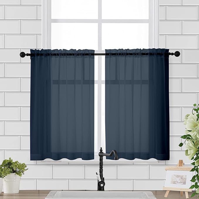 Chyhomenyc Sheer Window Curtains Tier 2 Pieces Set, 36 inch Length, Short by Chyhomenyc