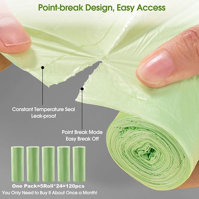 Small Trash Bags 1.2 Gallon 120 Counts Biodegradable Food Waste Bags, Mini 5L - Image 2