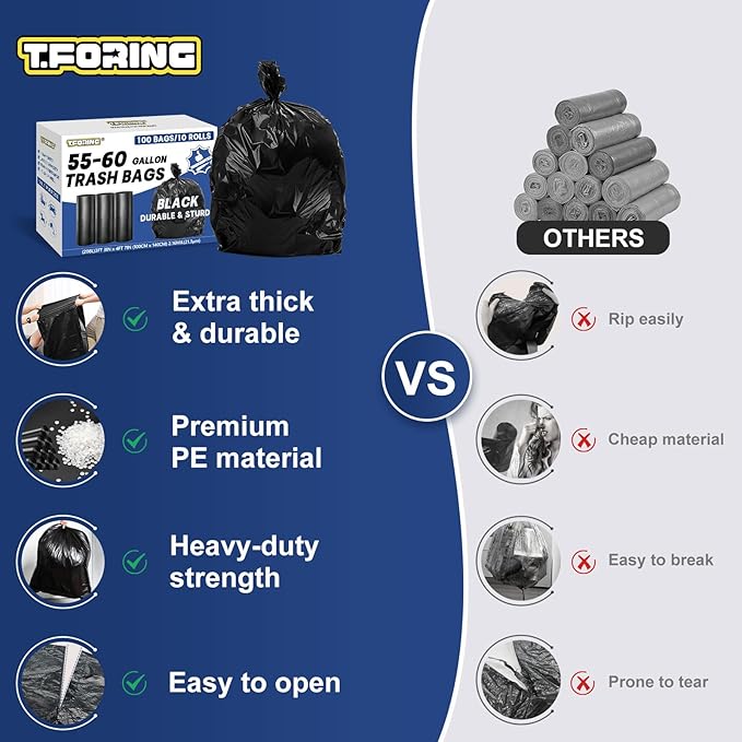 55-60 Gallon Trash Bags Heavy Duty 2.1 Mil - Image 2