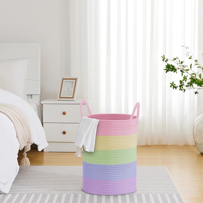 VIPOSCO Large Laundry Hamper, Tall Woven Rope Storage Basket - Image 4