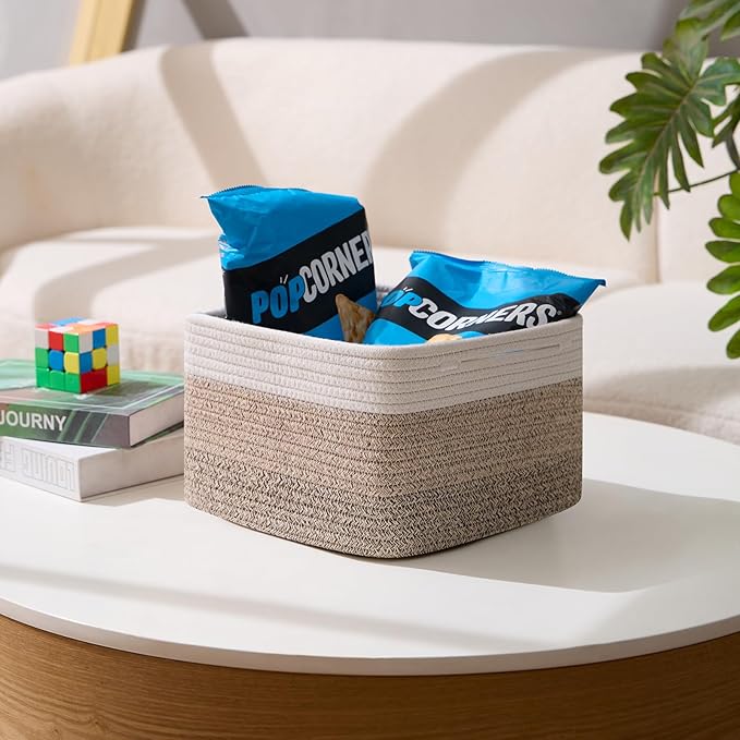 Small Organizing Baskets for Cubes Shelf, 9.7x9.7x7.1 Inch Rope Woven Storage - Image 5