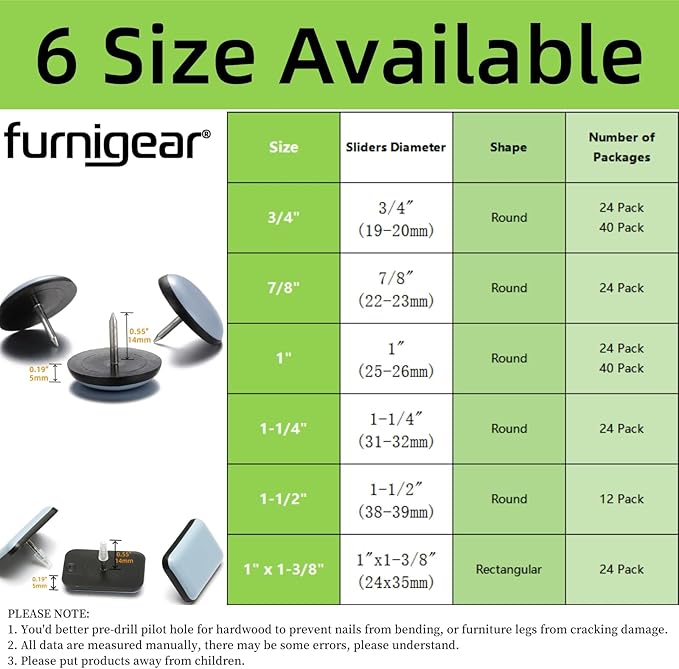 3/4“ Nail on Furniture Sliders - Image 4