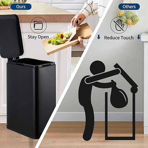 Garvee 13 Gallon Kitchen Trash Can, Stainless Steel Step Garbage Bin - Image 5
