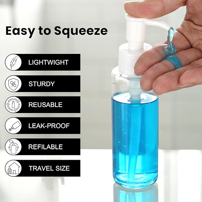 7 Pack 3.4 Oz/100ml Travel Pump Bottle TSA Approved Empty Plastic Pump Bottles - Image 4