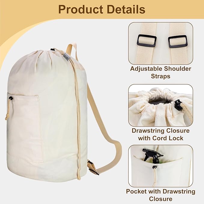Laundry Bag Backpack, Canvas Laundry Bag - Image 5
