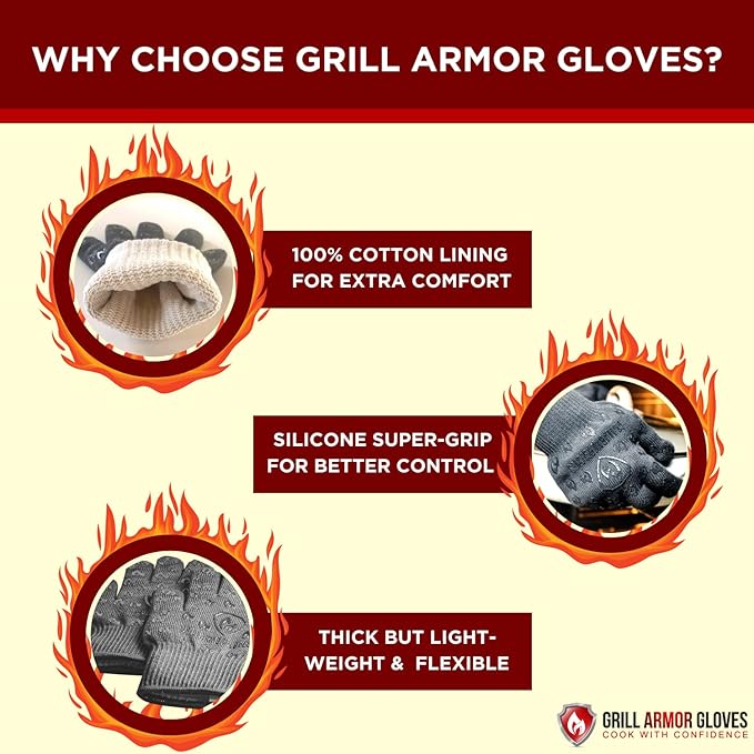 Grill Armor Oven Gloves 932°F Extreme Heat & Cut Resistant Oven Mitts - Image 4