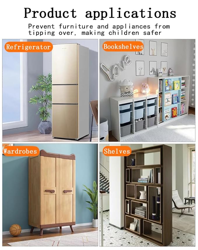 Furniture Anchors 4 Pairs No Drill Heavy Duty Anchors Fridge Lock Adjustable - Image 6
