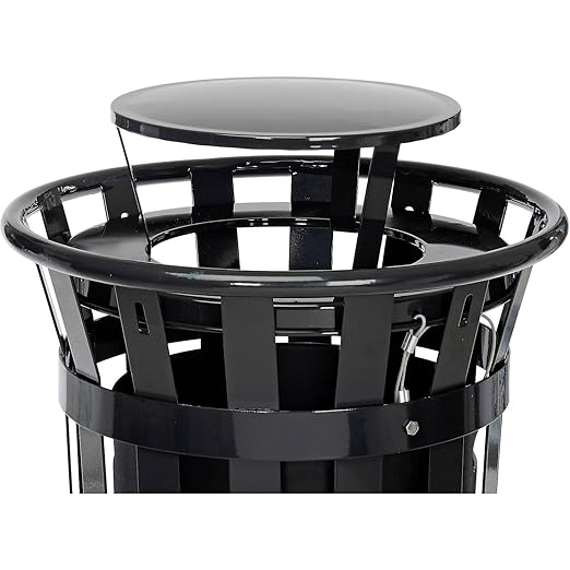 Global Industrial 24 Gallon Heavy-Duty Outdoor Metal Slatted Round Trash - Image 5