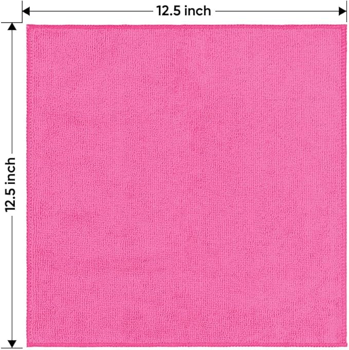 HOMEXCEL Pink Microfiber Cleaning Cloth 12 Pack, 12.5 x 12.5 inch Microfiber - Image 7