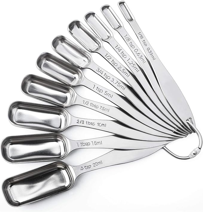 FANGSUN Stainless Steel Narrow Measuring Spoons, Heavy Duty Metal Measuring by FANGSUN