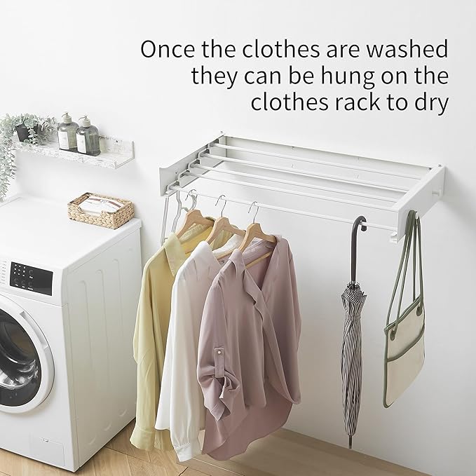 Clothes Drying Rack, Laundry Hanging Rack Collapsible, Wall Mounted Drying Rack - Image 2
