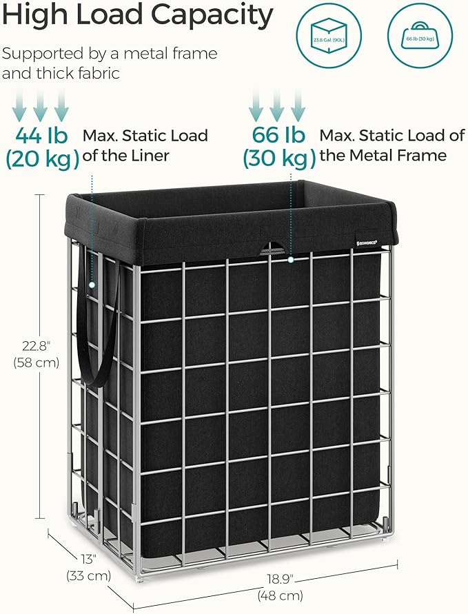 SONGMICS Laundry Hamper, 23.8 Gal. Laundry Basket, Collapsible Clothes Hamper - Image 5