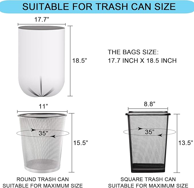 2 Gallon Small Plastic Trash Bags, 7.5 Liters Clear Wastebasket Liners Garbage - Image 3