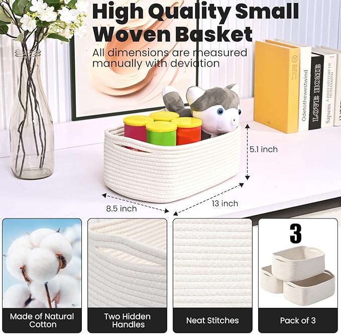 Small Storage Baskets for Organizing, Organizing Baskets for Shelves, Small - Image 3