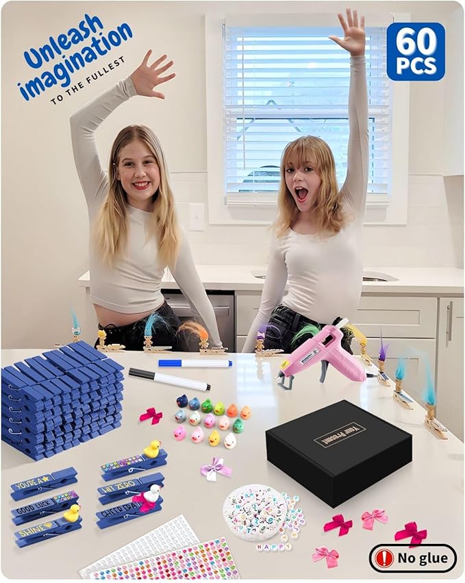 Cheer Pins for Backpack Cheer Stuff Kit 70 Blue Colored Clothes Pins - Image 5