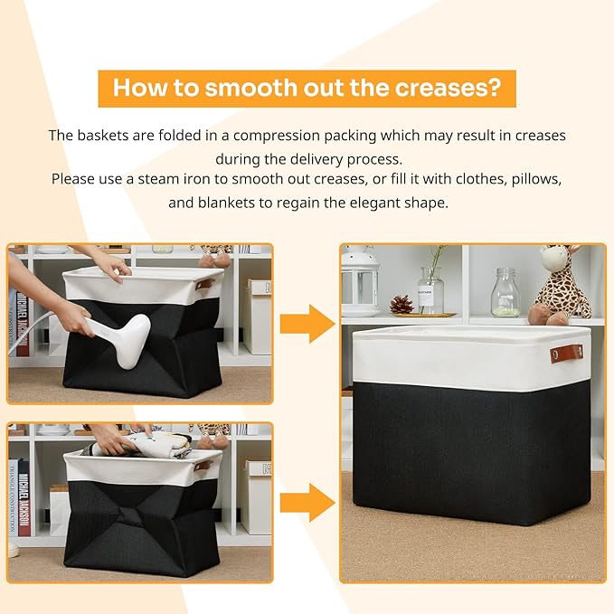 DULLEMELO Large Fabric Basket for Organizing, Collapsible Storage Bin for - Image 6