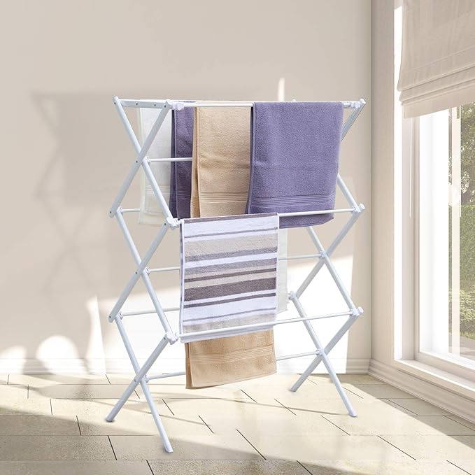 3 Tiers Foldable Clothes Drying Rack, Vertical Laundry Rack Portable and - Image 8