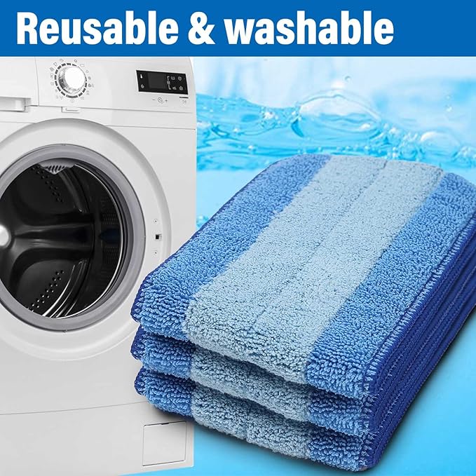 18 inch Mop Pads Refills, 3 Pack Microfiber Reusable Replacement Mop Pads Flat - Image 5
