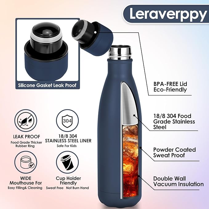17oz Cola-Bottle Shaped Stainless Steel Leak-proof Water Bottle, Double Wall - Image 3