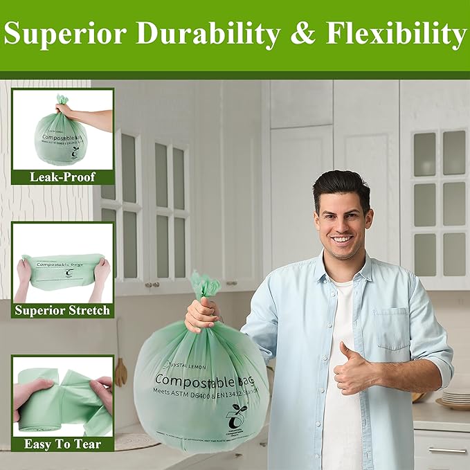 C Crystal Lemon 50 Count Biodegradable Kitchen Food Waste Bags - Image 2