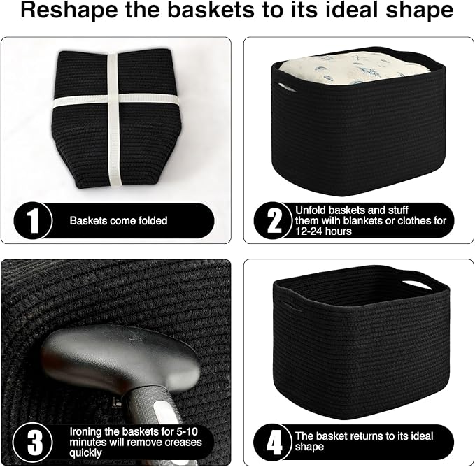 Storage Baskets for Organizing & Shelves, Woven Cotton Rope Organization Bins - Image 7