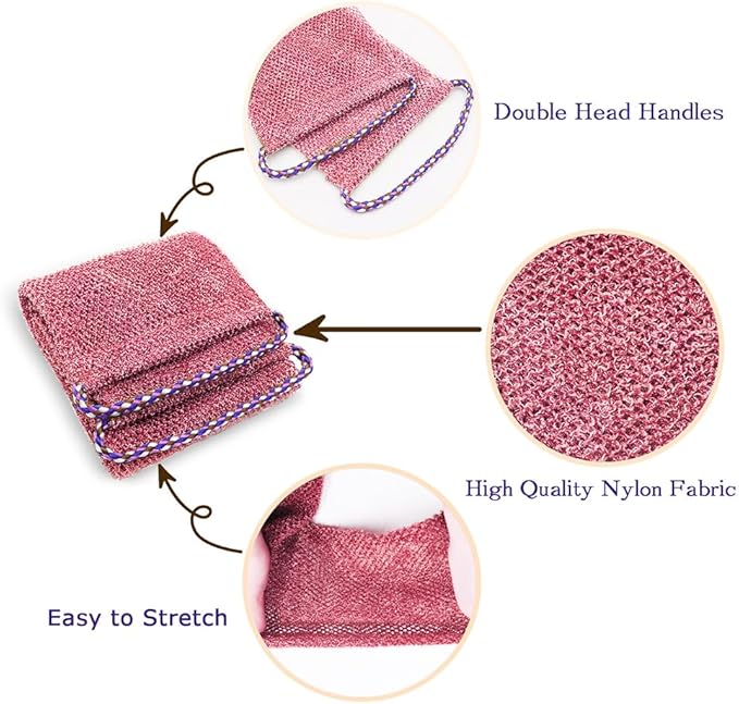 African Net Sponge with Handles 3 Pieces Long African Exfoliating Net Washcloth - Image 5