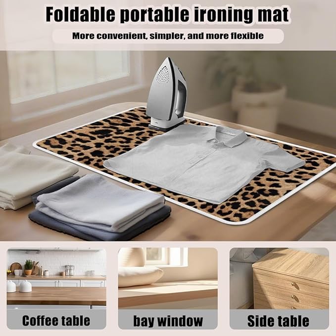 Leopard Print Iron Mat Blanket Travel Foldable Ironing Pad Fabric Ironing Board - Image 6