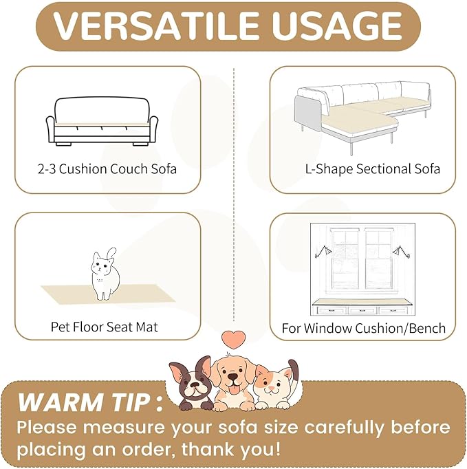 OTOB Couch Cover for Dogs Washable, Non Slip Plush Fuzzy Sofa Covers for 3 - Image 6