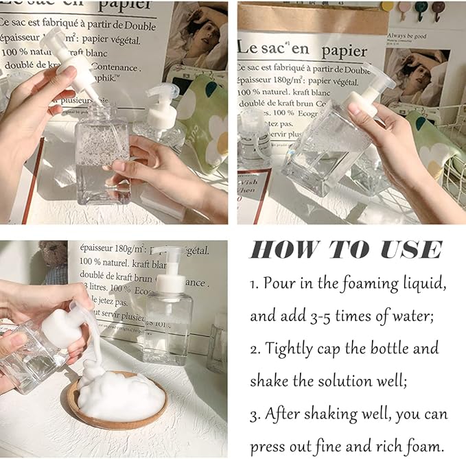 Foaming Soap Dispenser, 450ml Refillable Modern Square Pump Bottle - Image 4