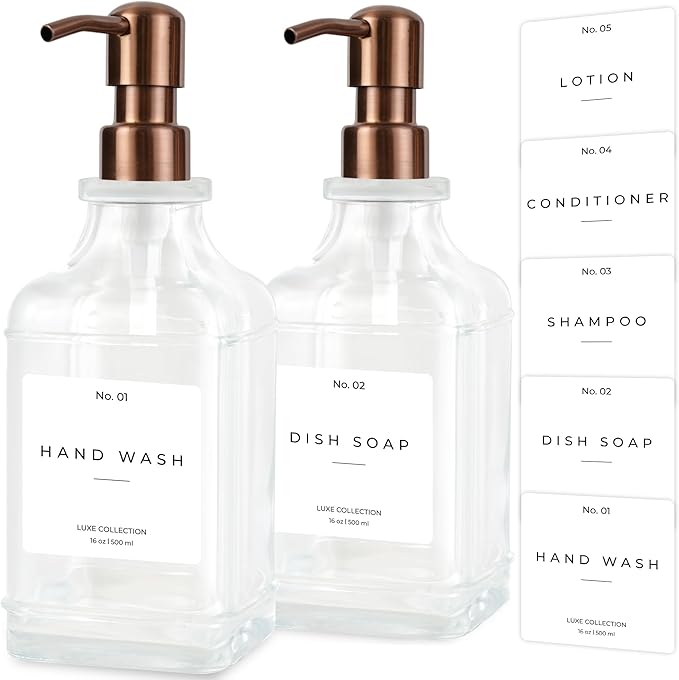 Emerson Essentials Soap Dispenser, Dish Soap Dispenser, Soap Bottle Bathroom Set by Emerson+Essentials