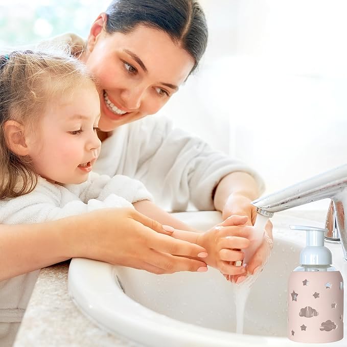 SoCal Suds & Company Glass Foaming Hand Soap Dispenser, Soft Grip Silicone - Image 3