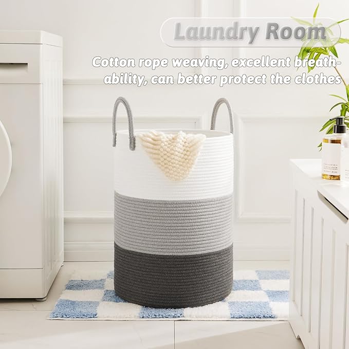 Laundry Basket, Woven Cotton Rope Laundry Hamper, 100L - Image 2