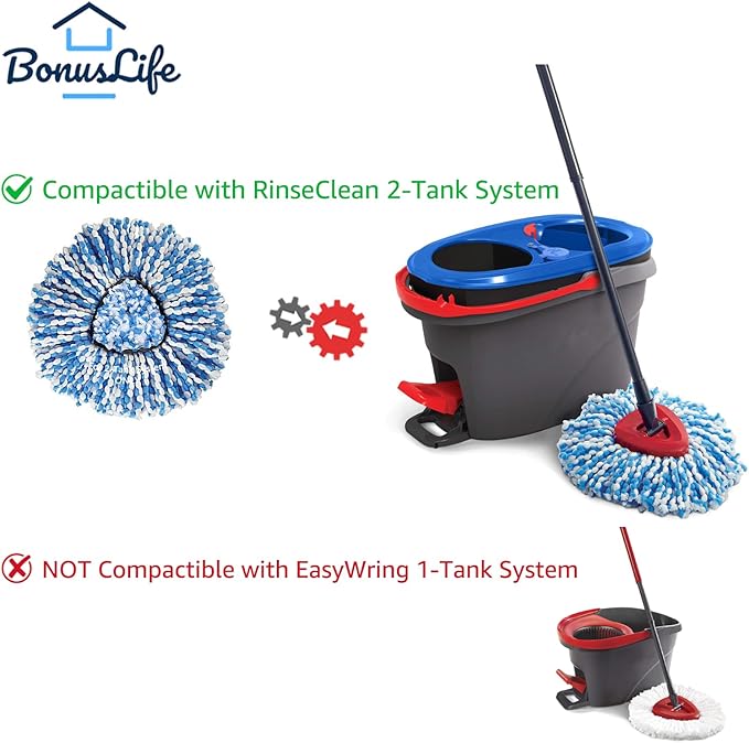 BonusLife 6-Pack Mop Head for O-Ceda RinseClean Spin Mop Refill 2-Tank System - Image 2