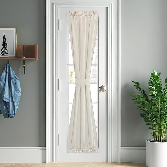 NICETOWN Door Window Curtains 80 inch Length, Farmhouse Linen Textured Front by NICETOWN