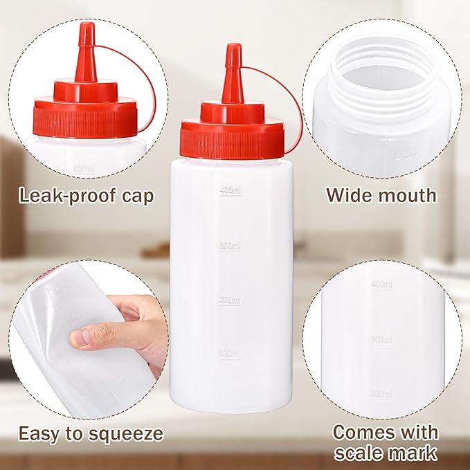 Condiment Squeeze Bottles Ketchup Dispenser, 6 Pack 16oz Squeeze Bottles - Image 3
