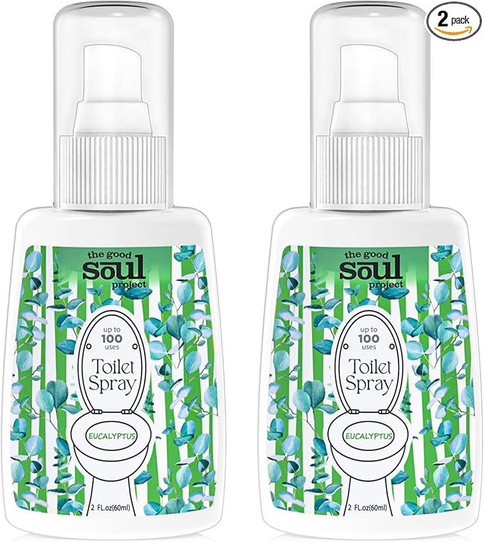 Toilet Spray, Eucalyptus, Bathroom Odor Deodorizer, 2Oz Each Travel Size Air by THEGOODSOULPROJECT