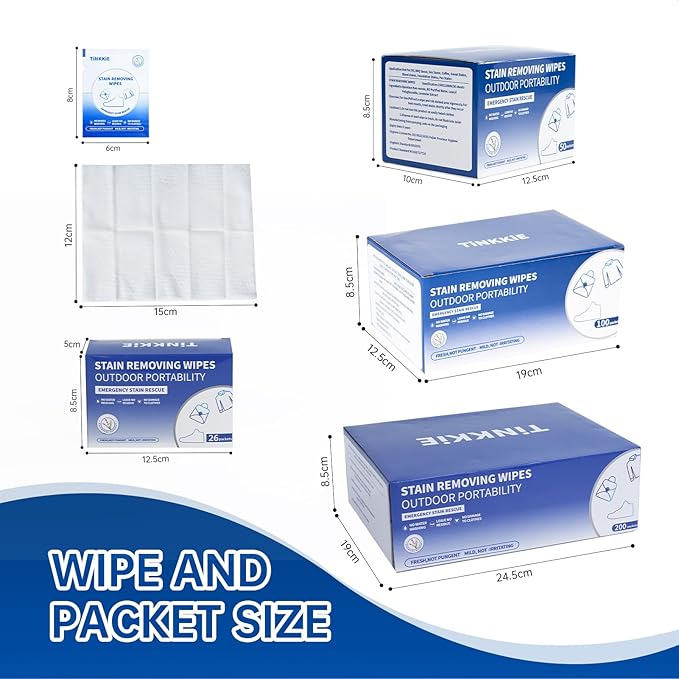 50-Pack Stain Remover Wipes, Portable Clothing Stain Remover Wipes, Instant - Image 3