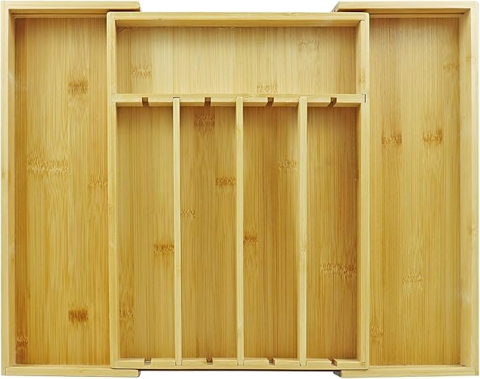 Kitchen Bamboo Silverware Drawer Organizer by cutesun